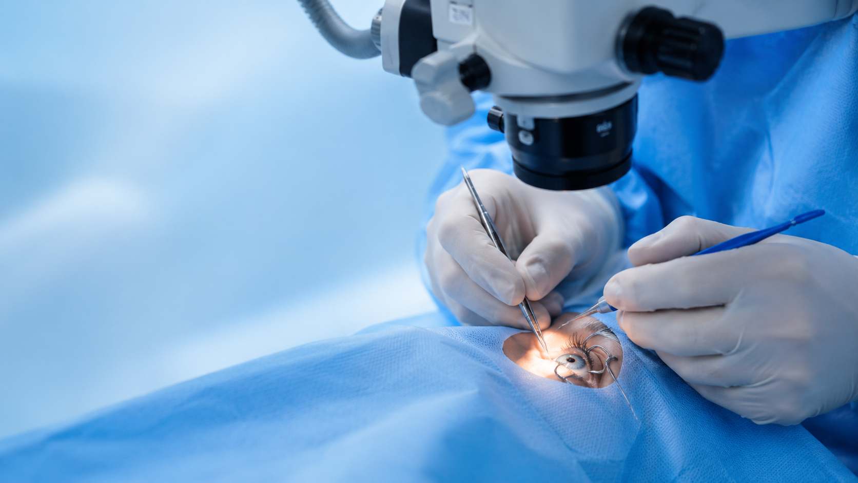 Corneal assessment under the microscope during corneal transplant surgery
