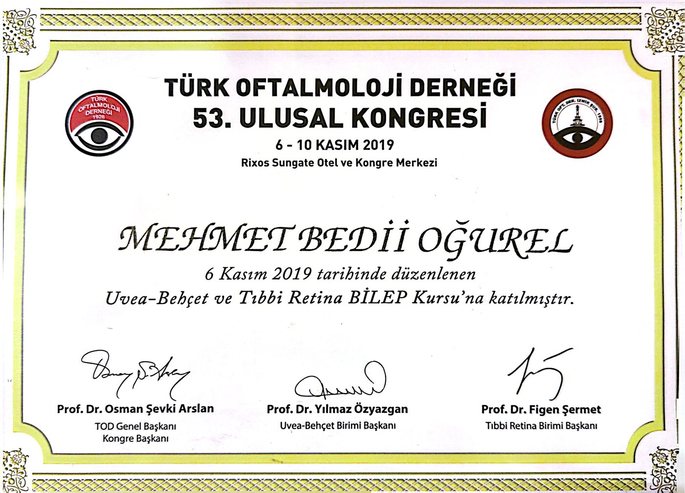 TOD 53. Ulusal Kongresi — Uvea-Behçet ve Tıbbi Retina BİLEP