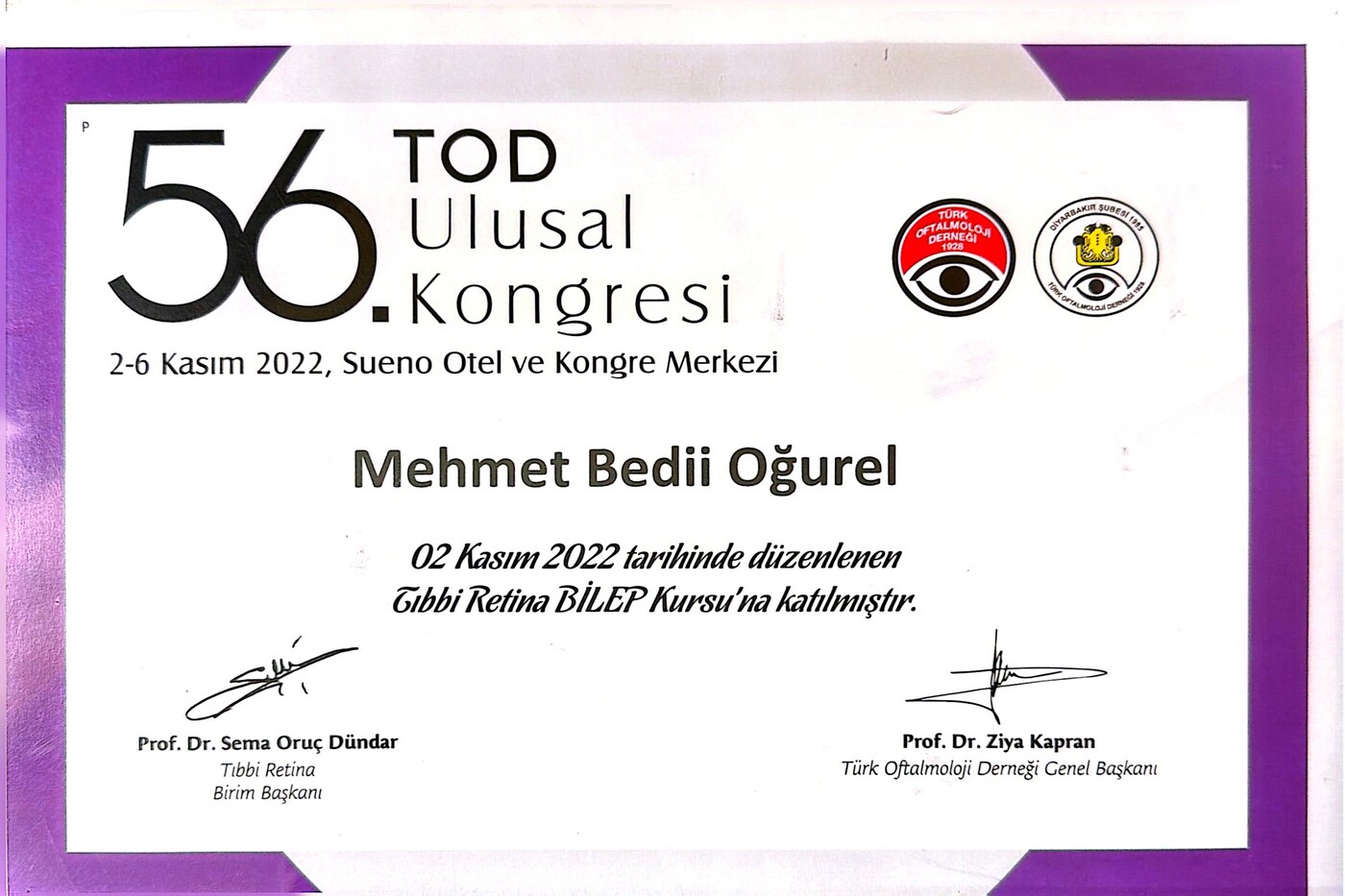 TOD 56. Ulusal Kongresi — Tıbbi Retina BİLEP
